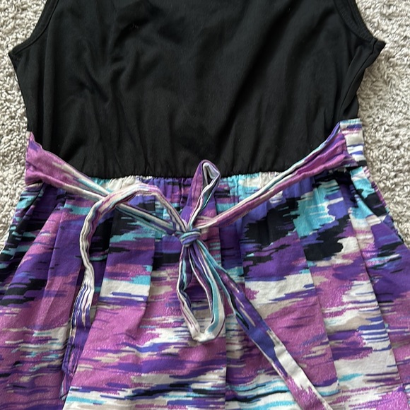 Mossimo black and purple/blue watercolor dress. Has functional pockets! - Picture 4 of 4
